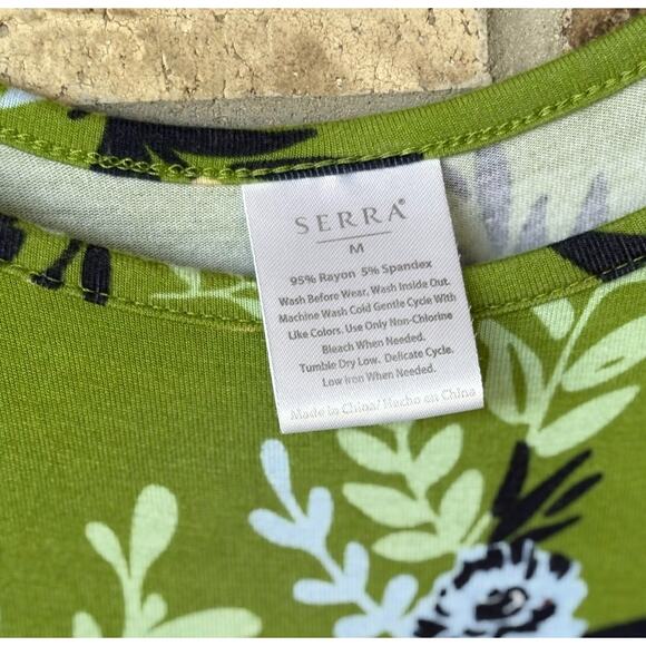 Maxi Floral Dress Sleeveless Coastal Tropical Print MEDIUM Beachy Vacation SERRA - Picture 2 of 7